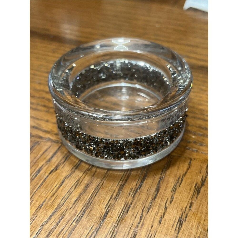 SWAROVSKI Crystal Candle Holder "Simmer Tea Light” Black Crystal